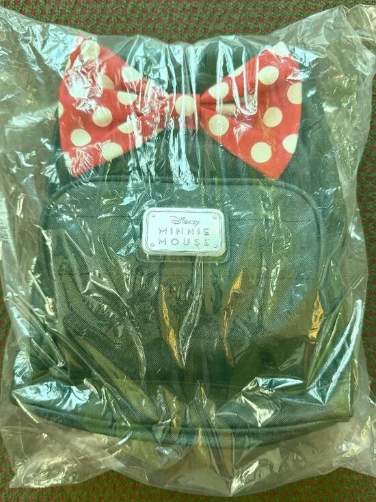 Disney Minnie Mouse Mini Backpack Black Quilted Ears Bow NWT - Picture 4 of 14